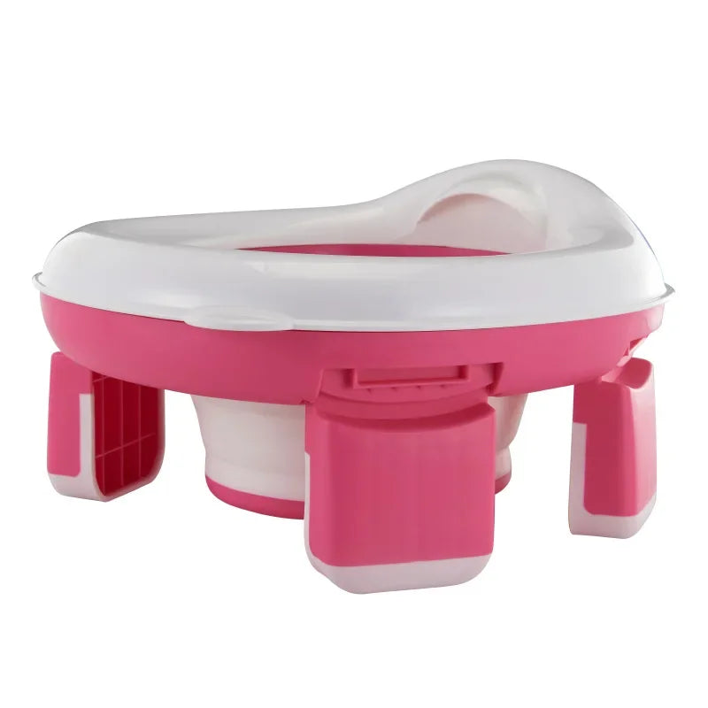 3 in 1 Travel Toilet Seat Foldable Blue Children Potty with Bags Baby Pot Portable Silicone Baby Potty Training Seat