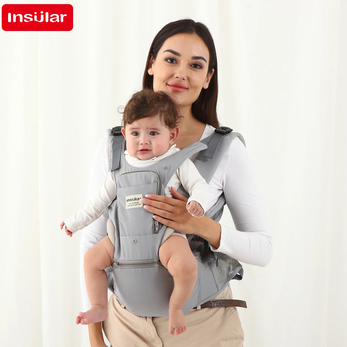 3 in 1 Baby Carrier Multi-Functional Childs Waist Stool Breathable Waist Stool with Hip Seat Front Hold Portable 4 Season