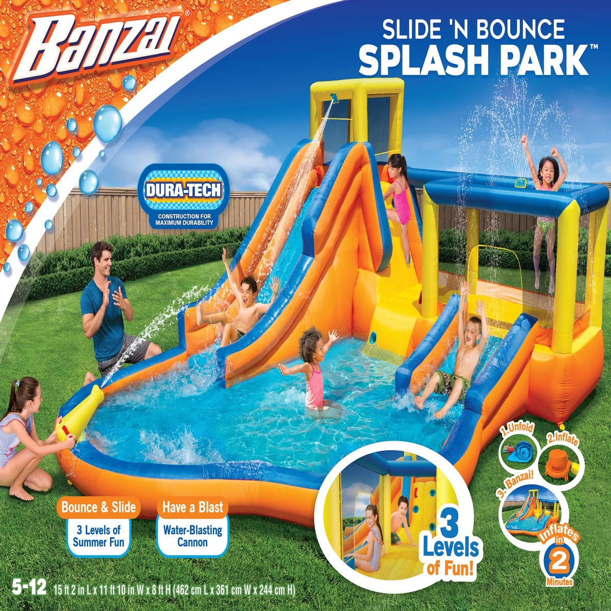 Inflatable Slide 'N Bounce Spash Park Water Park - 3 Levels of Fun!