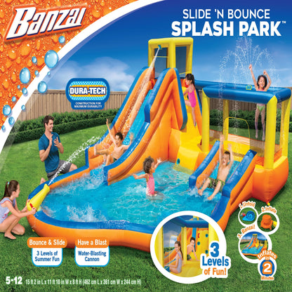 Inflatable Slide 'N Bounce Spash Park Water Park - 3 Levels of Fun!