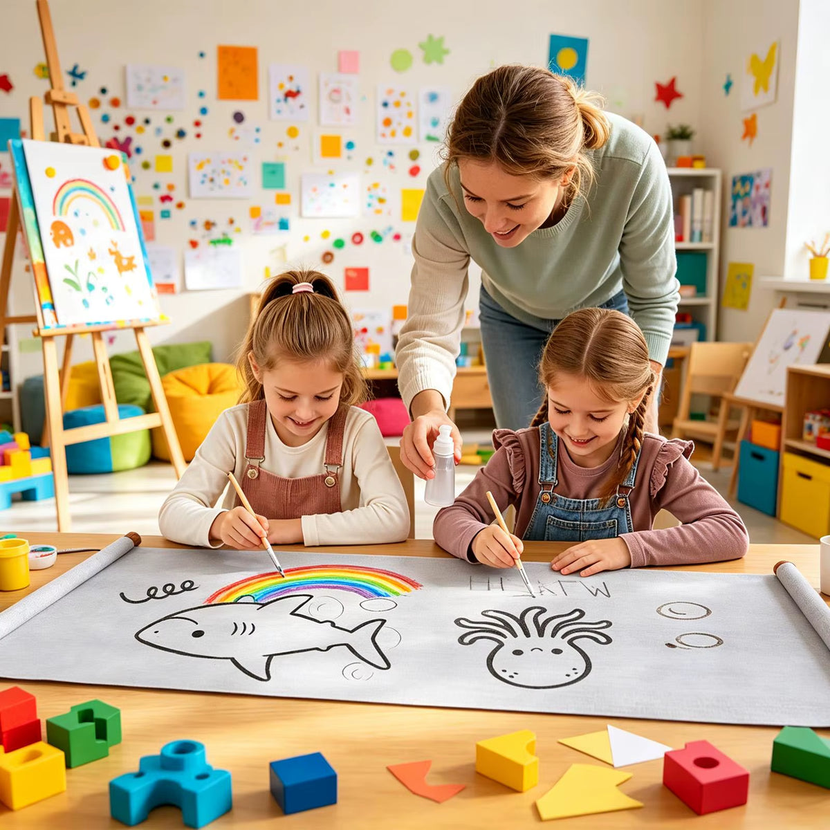 Water Drawing Canvas Large Reusable Non Slip Template Pens Frame Water Pen Painting Drawing Canvas for School Classroom Home