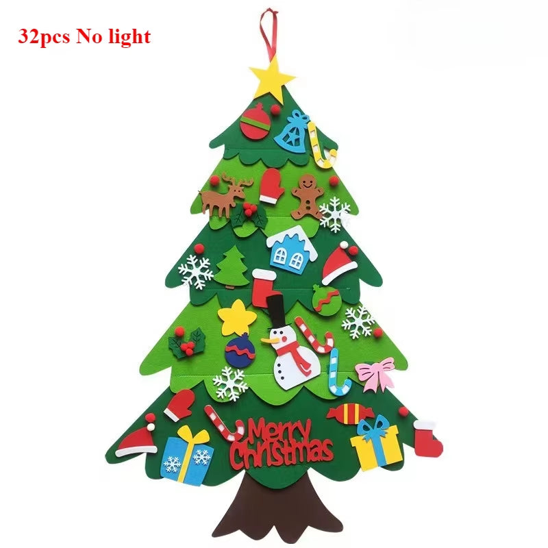 Kids DIY Felt Xmas Tree Set Christmas Home Decorations 2025 New Year Navidad Ornaments and Creative Gift Idea