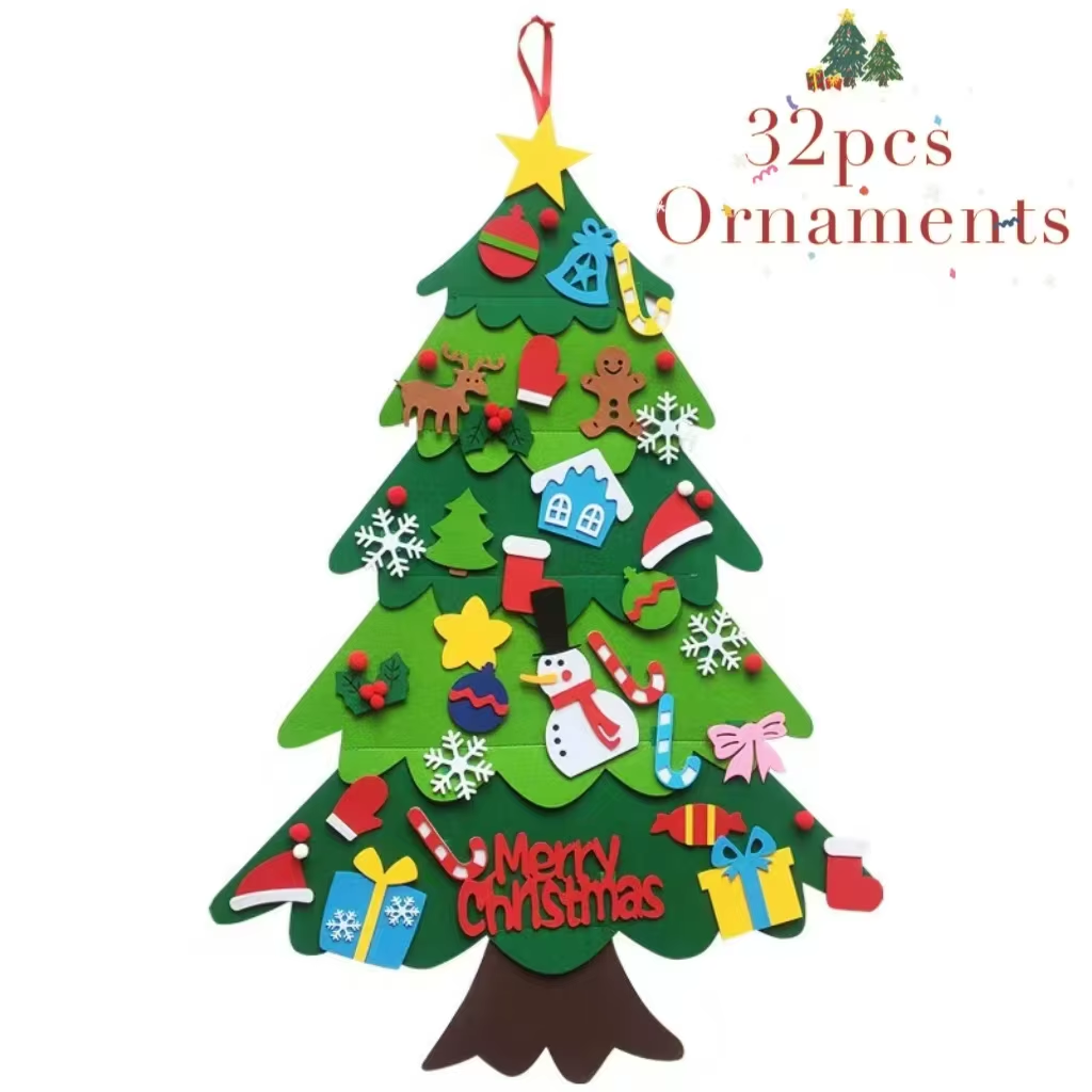Kids DIY Felt Xmas Tree Set Christmas Home Decorations 2025 New Year Navidad Ornaments and Creative Gift Idea