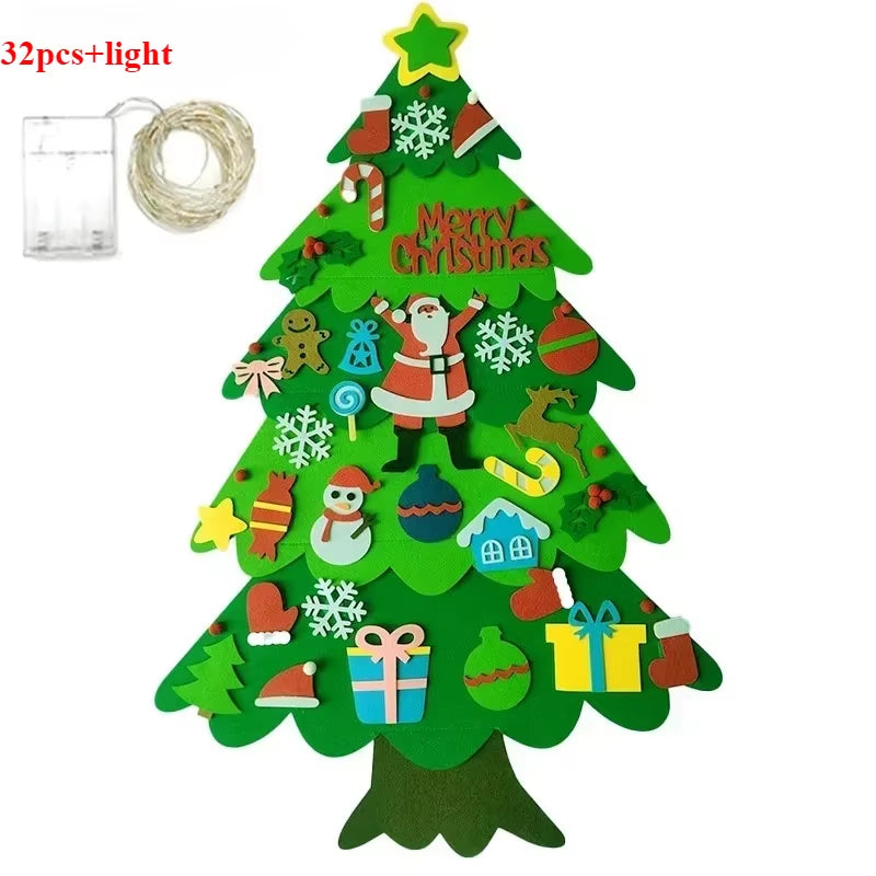Kids DIY Felt Xmas Tree Set Christmas Home Decorations 2025 New Year Navidad Ornaments and Creative Gift Idea