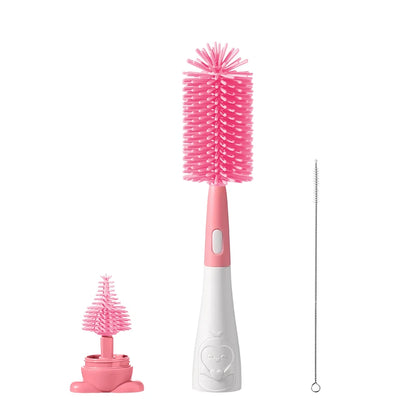 3 in 1 Penguin Silicone Baby Bottle Brush Set Stand Hidden Type with Nipple & Straw Brush for Bottles Cups Vacuum Flask