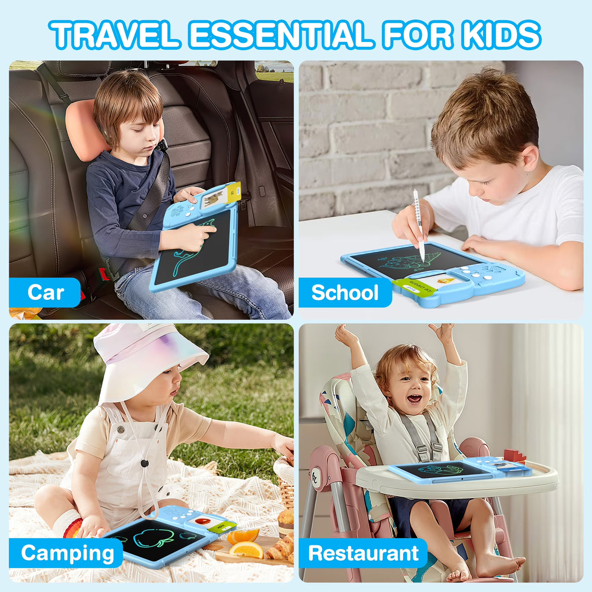 224 Words Talking Flash Cards, Preschool Reading & Writing Educational LCD Tablet, Blue 224 Count