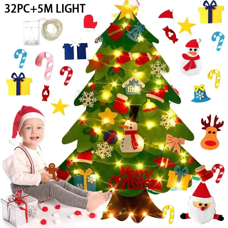 Kids DIY Felt Xmas Tree Set Christmas Home Decorations 2025 New Year Navidad Ornaments and Creative Gift Idea