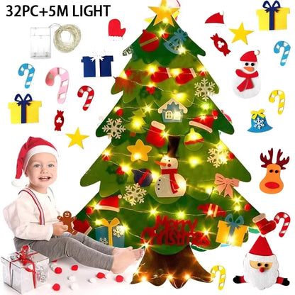 Kids DIY Felt Xmas Tree Set Christmas Home Decorations 2025 New Year Navidad Ornaments and Creative Gift Idea